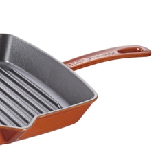 Chảo gang nướng vuông STAUB có tay cầm màu nâu vàng - 26cm