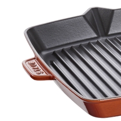Staub - Chảo gang nướng vuông có tay cầm màu nâu vàng - 26cm