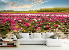 Top 10 tranh dán tường 3D phòng khách đẹp - Phong cảnh vườn hoa