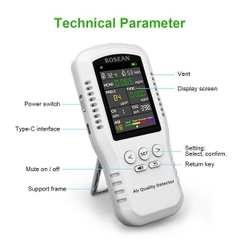 Máy đo chất lượng không khí BOSEAN T-Z01pro (HCHO TVOC PM2.5 CO CO2 AQI ,nhiệt độ, độ ẩm)