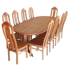 Bộ bàn oval 2m2 + 10 ghế rẽ quạt