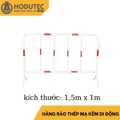 Hàng rào thép mạ kẽm sơn trắng đỏ di động, KT 1,5x1m