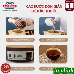 Ấm sắc thuốc điện Ladomax HA-8833H - 3.3 lít - Có chuông báo - 2 chế độ nấu