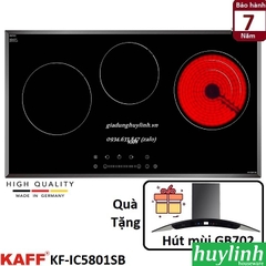 Bếp Điện Từ Hồng Ngoại Kaff KF-IC5801SB (2 Từ - 1 Hồng Ngoại) Tặng Hút Mùi Kaff GB702