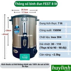 Bình đun nước nóng FEST dung tích 8 lít - 10 lít - 12 lít - 16 lít - 20 lít - Inox 304 cao cấp