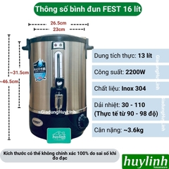 Bình đun nước nóng FEST dung tích 8 lít - 10 lít - 12 lít - 16 lít - 20 lít - Inox 304 cao cấp