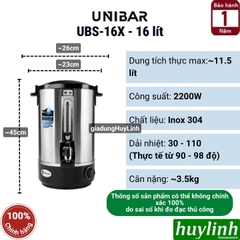 Bình đun nước nóng Unibar UBS-8X - 10X - 12X - 16X - 20X (8 lít - 10 lít - 12 lít - 16 lít - 20 lít) - Phù hợp cho quán kinh doanh