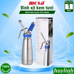 Bình xịt kem tươi Mosa 500ml và 1000ml (0.5 lít và 1 lít) - Chính hãng JBU
