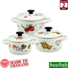 Bộ 3 nồi tráng men đáy từ Fujihoro FRV-3 - (1.4 - 2.4 - 3 lít) - Made in Thái Lan