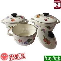 Bộ 3 nồi tráng men đáy từ Fujihoro FRV-3 - (1.4 - 2.4 - 3 lít) - Made in Thái Lan