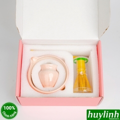 Bộ dụng cụ 4 món đánh Matcha Chasen trà xanh bằng sứ