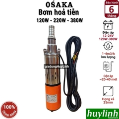 Bơm hoả tiễn - bơm chìm giếng sâu Osaka DC-12V - 24V (120W - 220W - 380W)