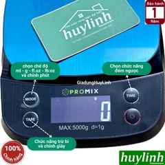 Cân điện tử nhà bếp Promix CTDP-06 - Chống nước - tối đa 5000g - 4 đơn vị cân - Đồng hồ đếm ngược