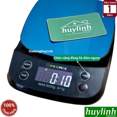 Cân điện tử nhà bếp Promix CTDP-06 - Chống nước - tối đa 5000g - 4 đơn vị cân - Đồng hồ đếm ngược