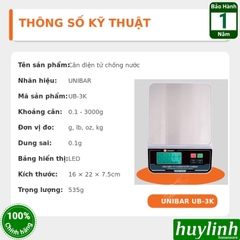 Cân điện tử nhà bếp chống nước Unibar UDC-3K (UB-3K) - có chức năng đếm số lượng
