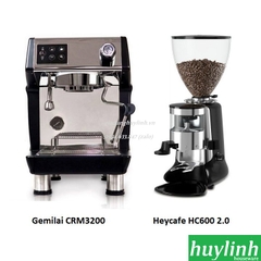 Combo Máy pha cà phê 1 group Gemilai CRM3200 và máy xay cafe Heycafe HC600 2.0