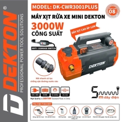 Máy xịt rửa xe chỉnh áp Dekton RX3001 PLUS - (Nâng cấp CWR3001 PLUS) - Motor lõi đồng - Chống giật