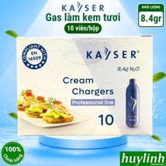 Gas N2O Kayser sử dụng cho bình xịt kem tươi - 10 viên / hộp