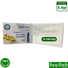Gas N2O Kayser sử dụng cho bình xịt kem tươi - 10 viên / hộp