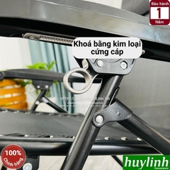 Ghế xếp gấp thư giãn Sumika 179A - Tải trọng 200kg - Khoá Kim Loại - Tặng khay để ly