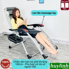 Ghế xếp gấp thư giãn Sumika 199 - Có con lăn tay massage - Tặng khay để ly