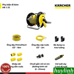 Bộ rulo guồng dây tích hợp vòi tưới cây 15 mét Karcher HR 1.15 - Ống dây 3 lớp cao cấp - Đi kèm dây cấp nước 2m