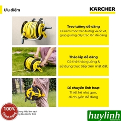 Bộ rulo guồng dây tích hợp vòi tưới cây 15 mét Karcher HR 1.15 - Ống dây 3 lớp cao cấp - Đi kèm dây cấp nước 2m