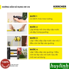 Bộ rulo guồng dây tích hợp vòi tưới cây 15 mét Karcher HR 1.15 - Ống dây 3 lớp cao cấp - Đi kèm dây cấp nước 2m