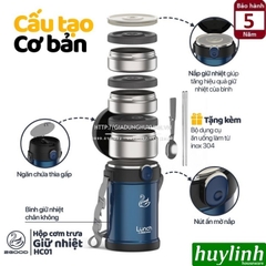 Hộp cơm giữ nhiệt 3 ngăn 2Good HC01 - 2 lít - Tặng túi xách