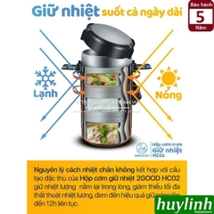 Hộp cơm giữ nhiệt 3 ngăn 2Good HC02 - 2 lít - Tặng túi xách