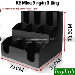 Kệ - khay Mica đựng ly cốc 3 tầng 9 ngăn