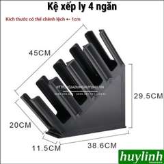 Kệ - khay xếp ly - úp cốc nghiêng 4 ngăn bằng nhựa Take Away