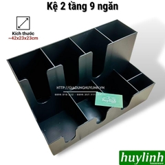 Kệ 2 tầng 9 ngăn - khay nhựa PP đựng ly cốc trà sữa, cà phê