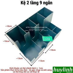 Kệ 2 tầng 9 ngăn - khay nhựa PP đựng ly úp cốc trà sữa, cà phê