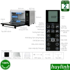 Lò nướng điện tử đối lưu Sanaky VH-5088S2D/N2D - 50 lít - 8 Menu
