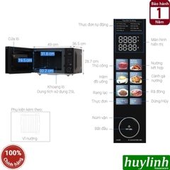 Lò vi sóng có nướng 25 lít Sharp R-G2545FBC-BK - 25 lít - 8 chức năng