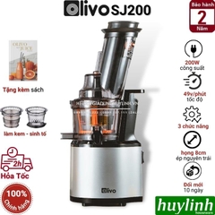 Máy ép chậm Olivo SJ200 - 260W - 3 lưới ép - Tặng sách công thức