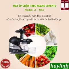 Máy ép chậm trục ngang Lorente LT-2066 - 300W - tối ưu ép rau - cùi dừa