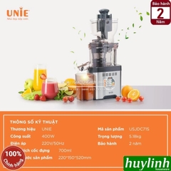 Máy ép trái cây chậm Unie USJDC71S - 400W - Họng ép 8.2cm