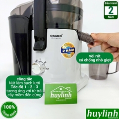 (2 lưới ép) Máy ép trái cây nhanh Osako EP-612 - công suất 1000W - cải tiến có chổi vệ sinh lưới