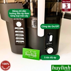 Máy ép nhanh thế hệ mới Promix PFJ-1250 - 1250W - Động cơ êm và bền bỉ - Lưới ép 3 tầng lọc