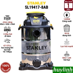 (Mới 2025) Máy hút bụi 3 chức năng Stanley SL19417-8AB - 30 lít - 1200W - Hút bụi khô ướt và thổi bụi