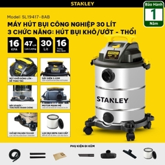 (Mới 2025) Máy hút bụi 3 chức năng Stanley SL19417-8AB - 30 lít - 1200W - Hút bụi khô ướt và thổi bụi