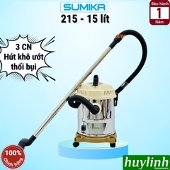 Máy hút bụi 3 chức năng Sumika 215 - 15 lít - 1200W - Hút bụi khô - ướt và thổi bụi