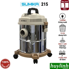 Máy hút bụi 3 chức năng Sumika 215 - 15 lít - 1200W - Hút bụi khô - ướt và thổi bụi