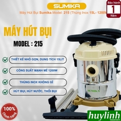 Máy hút bụi 3 chức năng Sumika 215 - 15 lít - 1200W - Hút bụi khô - ướt và thổi bụi