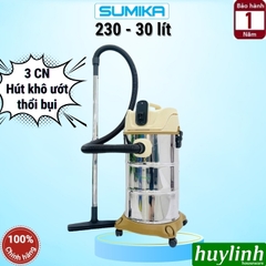 Máy hút bụi 3 chức năng Sumika 230 - 30 lít - 1500W - Hút bụi khô - ướt và thổi bụi
