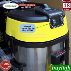 Máy hút bụi công nghiệp khô và ướt HiClean HC902 - 90 lít - 3200W - 2 Motor lõi đồng