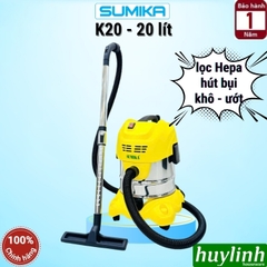 Máy hút bụi khô và ướt Sumika K20 - dung tích 20 lít - Có lọc HEPA - 1600W