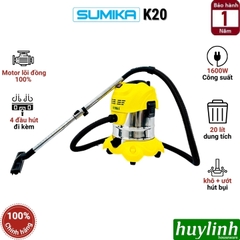 Máy hút bụi khô và ướt Sumika K20 - dung tích 20 lít - Có lọc HEPA - 1600W
